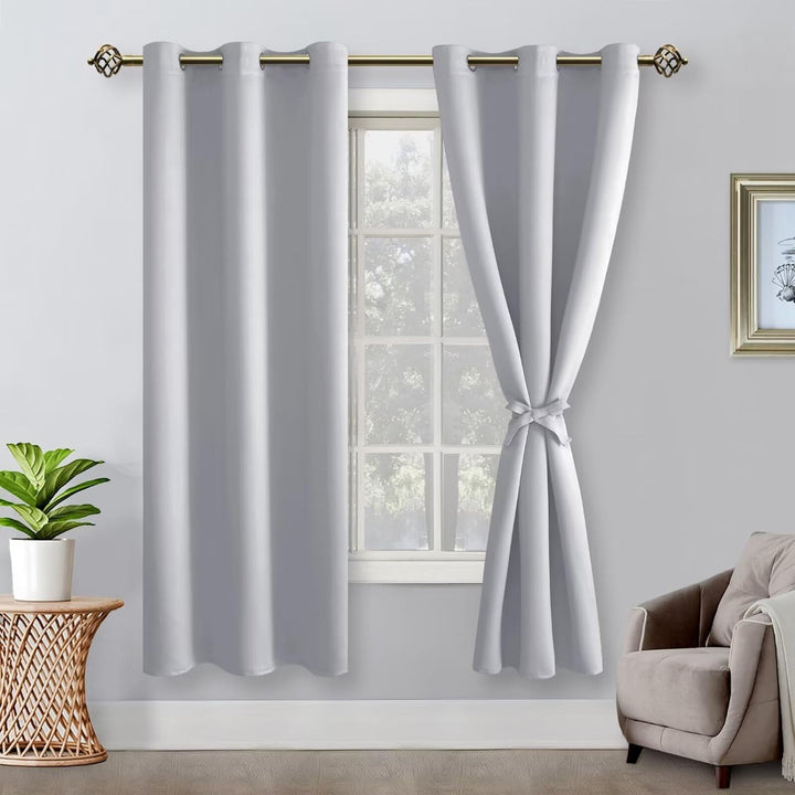 Hiasan Verdunklungsvorhänge Gardinen mit Ösen,Silver grau Blickdicht Vorhänge,2 Stück,106 x 160 cm (