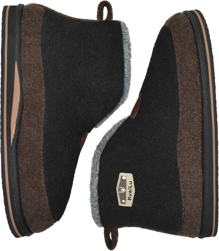KuaiLu Hausschuhe Boots Herren Winter Filz Hausstiefel Warm Plüsch Flauschige Fell Hüttenschuhe Kusc