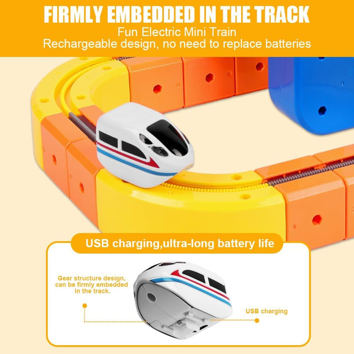 51 Stück Clickrail Electric Train Set, Magisches Schienen WüRfel Zug Set, Cube Track Block Zug mit S