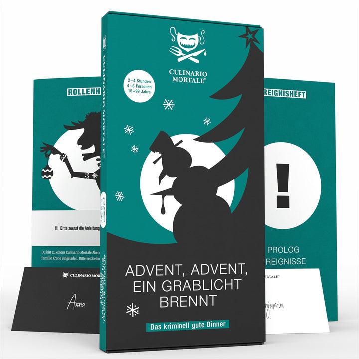 CULINARIO MORTALE® – Krimidinner für Zuhause 4 bis 6 Personen - Advent, Advent, EIN Grablicht brennt