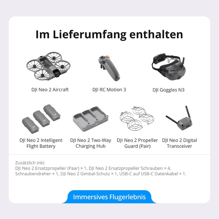 DJI Neo 2 Motion Fly More Combo mit RC Motion 3 und Goggles N3, Stabile Übertragung mit Digitalem Se