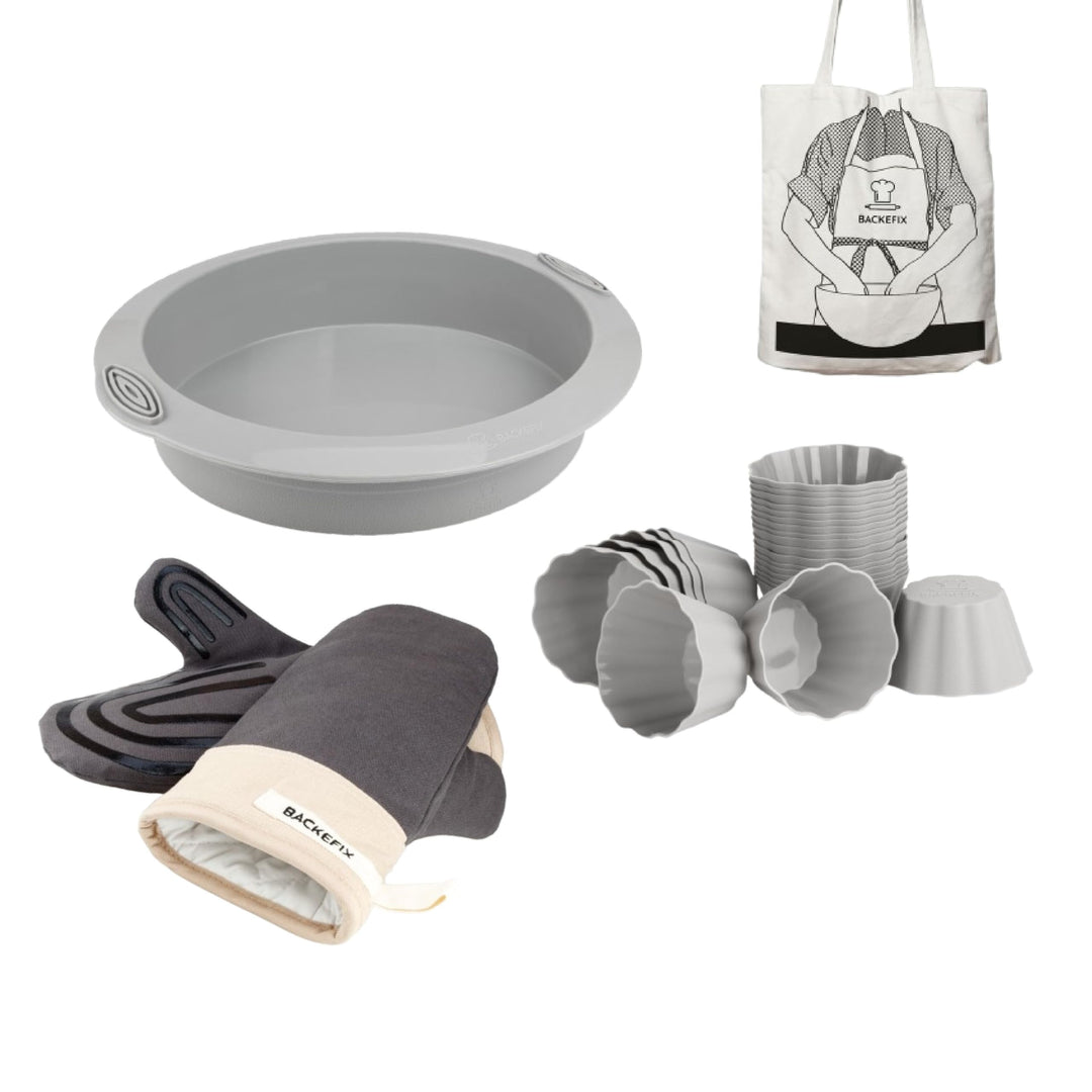 Backefix Runde Sache Set die perfekte Grundausstattung - zum Kuchen oder Muffins backen - Geschenk S
