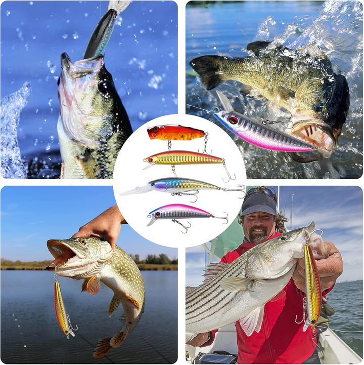 Angelköder Tackle Box Bass Fishing Kit, Salzwasser und Süsswasser Köder Angelausrüstung einschliessl