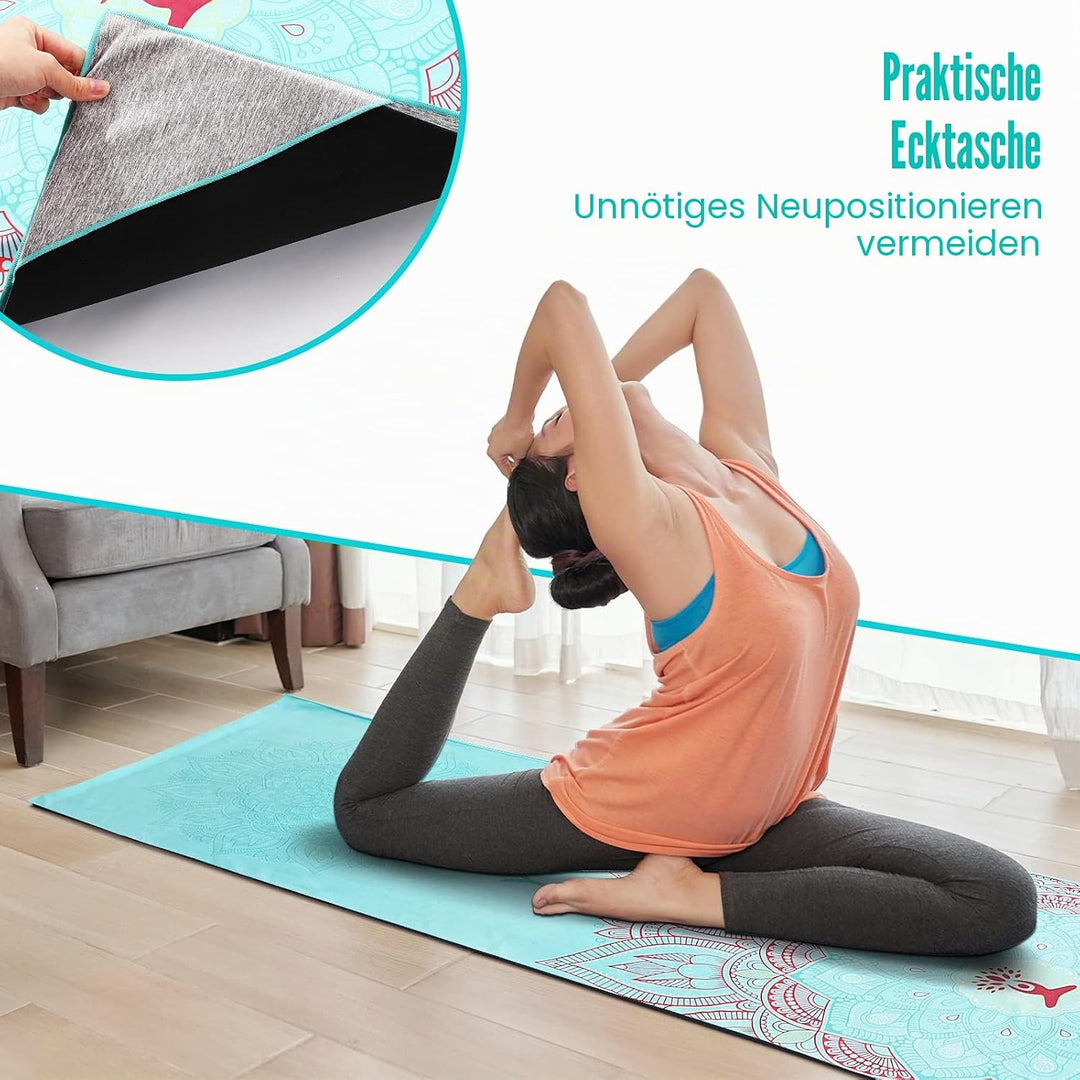 MoKo Yogamatten Handtuch, rutschfest Yoga Handtuch Auflage für Yogamatte Schweissabsorbierend Saugfä