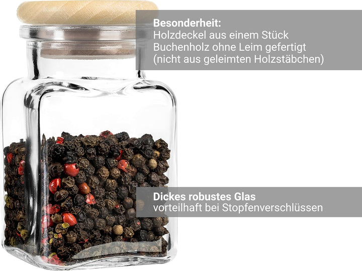 Giessle 30 Stück Gewürzgläser mit Buchendeckel (aus Holz ohne Leim) und 94x passenden Etiketten, Vor