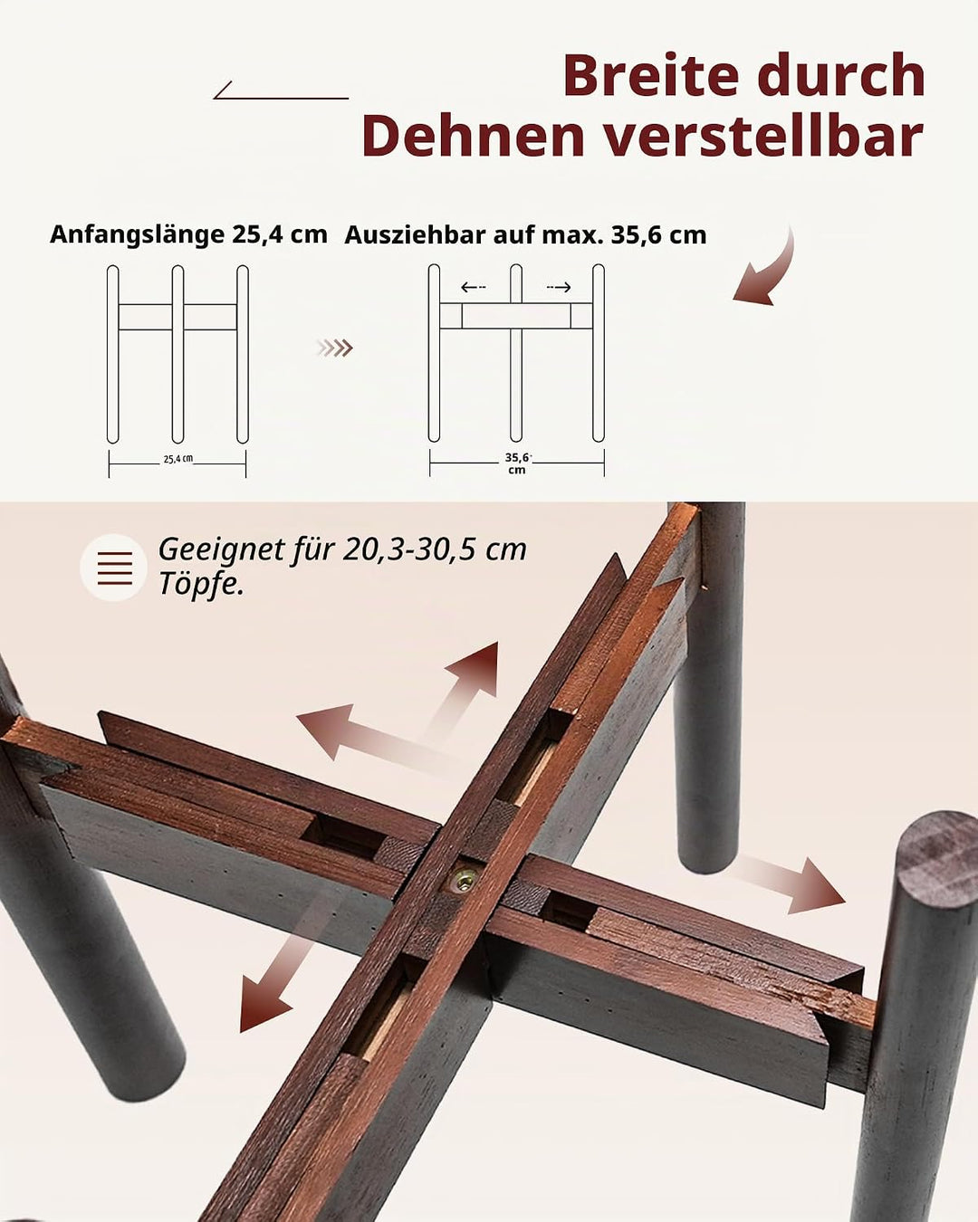 Bamworld Blumenständer Pflanzenständer Holz Pflanzenhocker Indoor Einstellbare Grösse Blumentreppe O