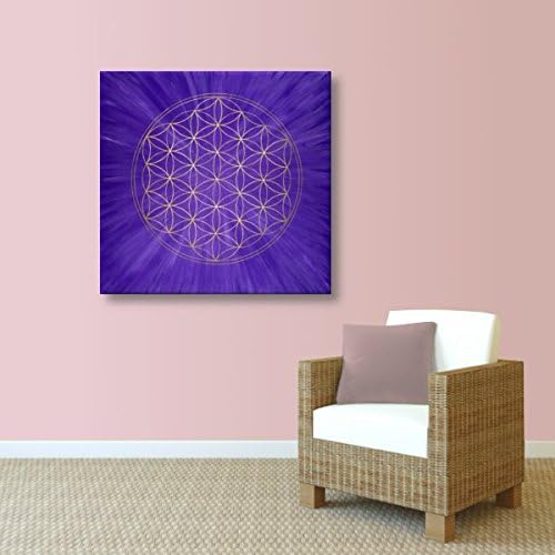 Wandbild Blume des Lebens in Gold "Intuition" - HANDGEMALT - Grösse 50cm x 50cm - Lebensblume in Gol