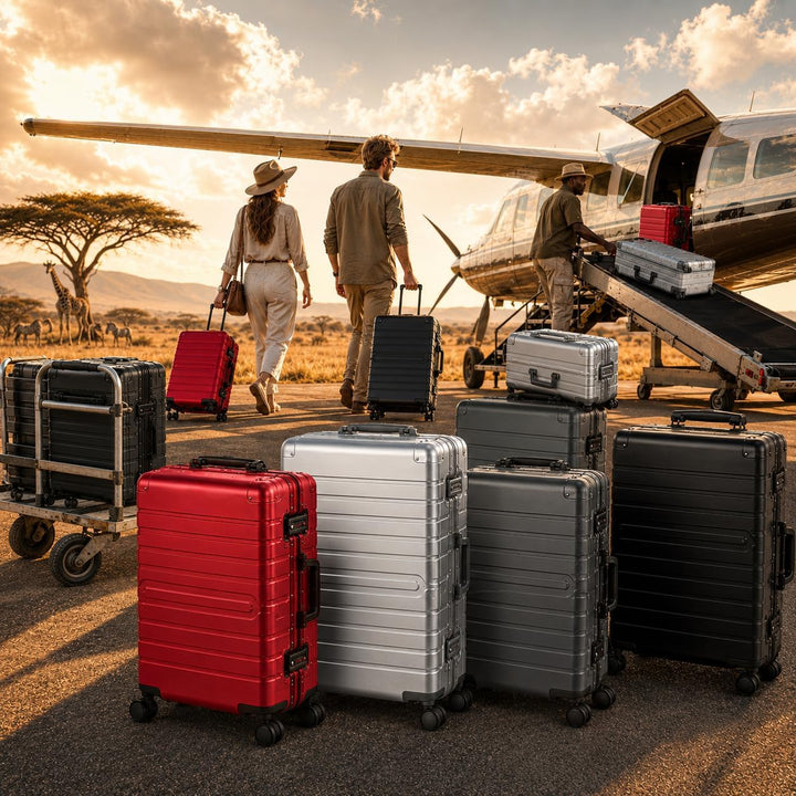 Travelhouse Oslo Alu Reisekoffer Schwarz M-65cm &amp; L-75cm Hartschalenkoffer Reise Trolley Koffer Set