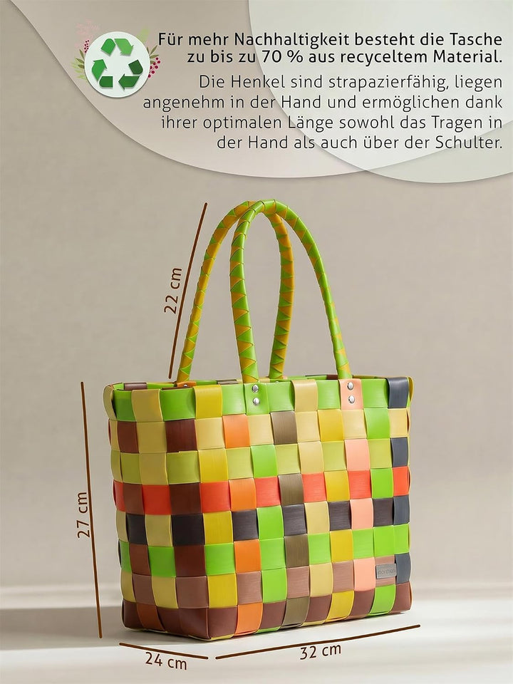 Einkaufstasche geflochten mit Henkeln - Tragetasche extra robust Farbe Classic/Sunflower Classic / S