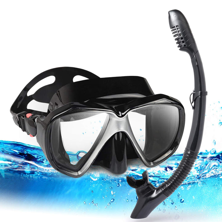 Taucherbrille für Erwachsene mit Anti-Nebel Schnorchelmaske, Schwimmmaske gehärtetem Glas und Nasena