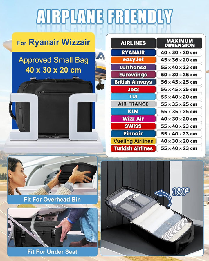 SZLX Rucksack 40x30x20 Wizz air Handgepäck Rucksack für Ryanair Vakuum Reiserucksack Flugzeug Easyje