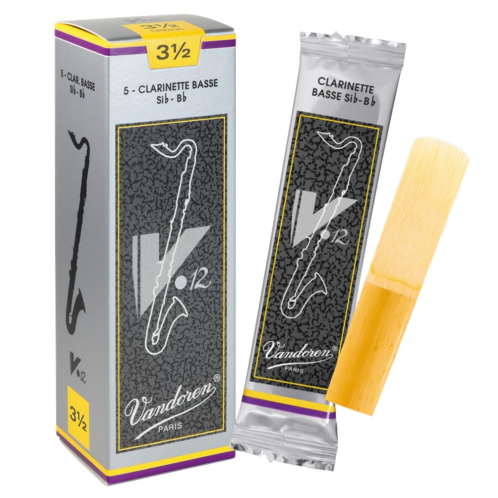 Vandoren CR6235 V12 Blätter für Bassklarinette (Stärke 3,5), 5 Stück Stärke 3.5, Stärke 3.5