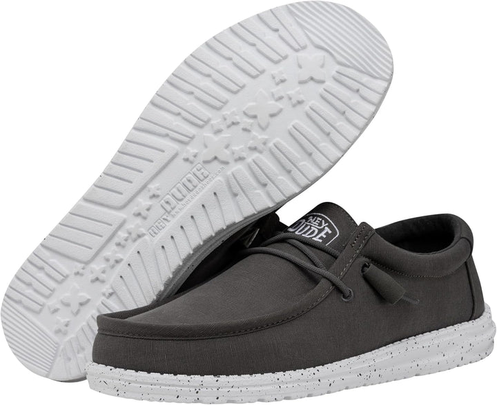 Hey Dude Herren Wally Slub Canvas Moc Toe Shoes 40 EU Dunkelgrau, 40 EU Dunkelgrau
