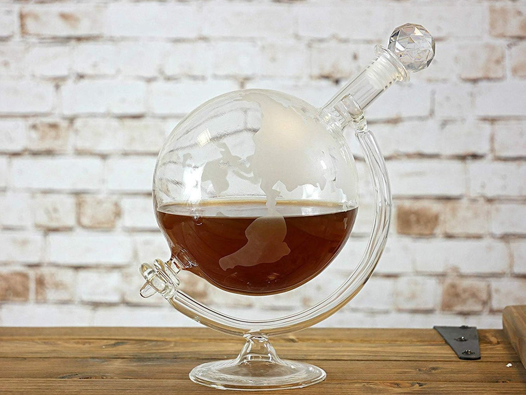 Jeray Mixology Globe Whisky Dekanter Glas mit Wiege
