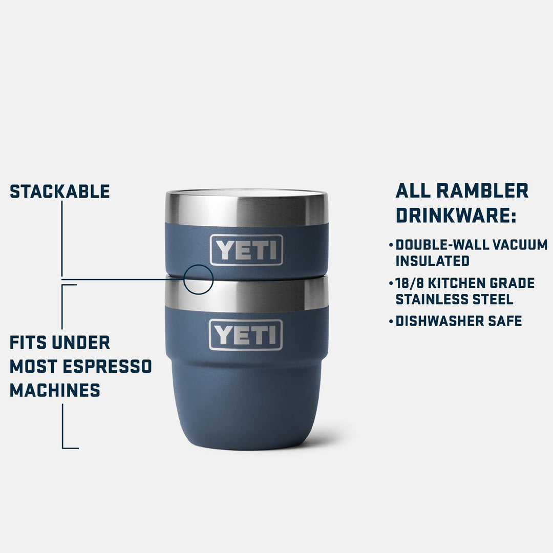 YETI Rambler stapelbare Tasse, Edelstahl, vakuumisoliert, Espresso/Kaffeetasse, 2 Stück, Weiss