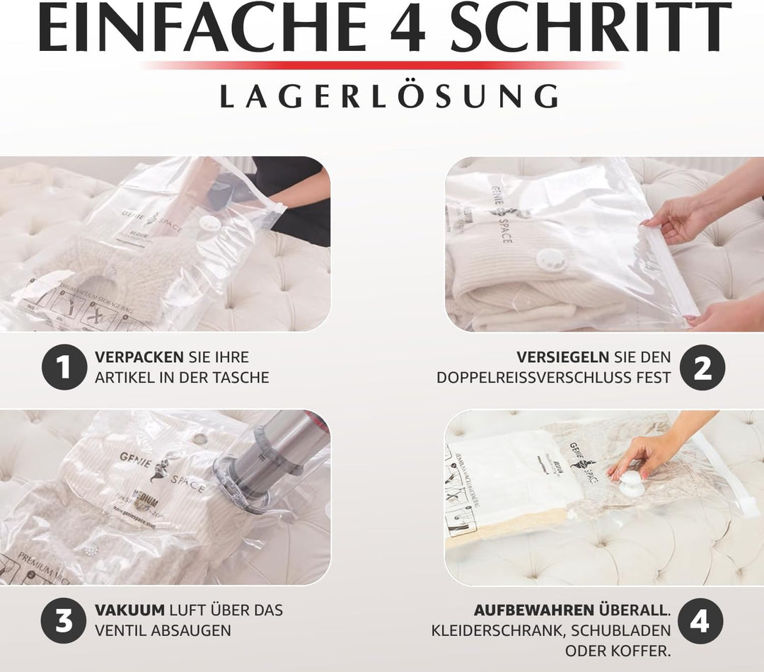 GENIE SPACE - Unglaublich starke Premium platzsparende Vakuumbeutellagerung | 2 x GROSS (80x60cm) |