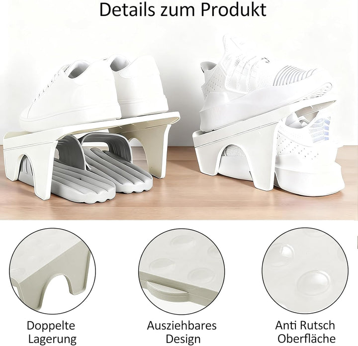 Schuhschlitze Organizer, 4 Stück Schuh Organizer Stapelbar, Rutschfest Schuhe Schrank Schuhorganizer