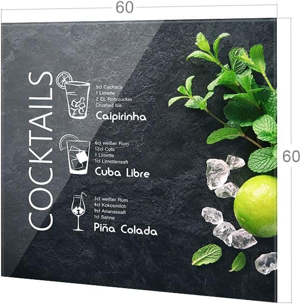 GRAZDesign Spritzschutz Küchenrückwand Glas Küche für Herd & Küchenspüle, Schwarz Grün Cocktail - Gl