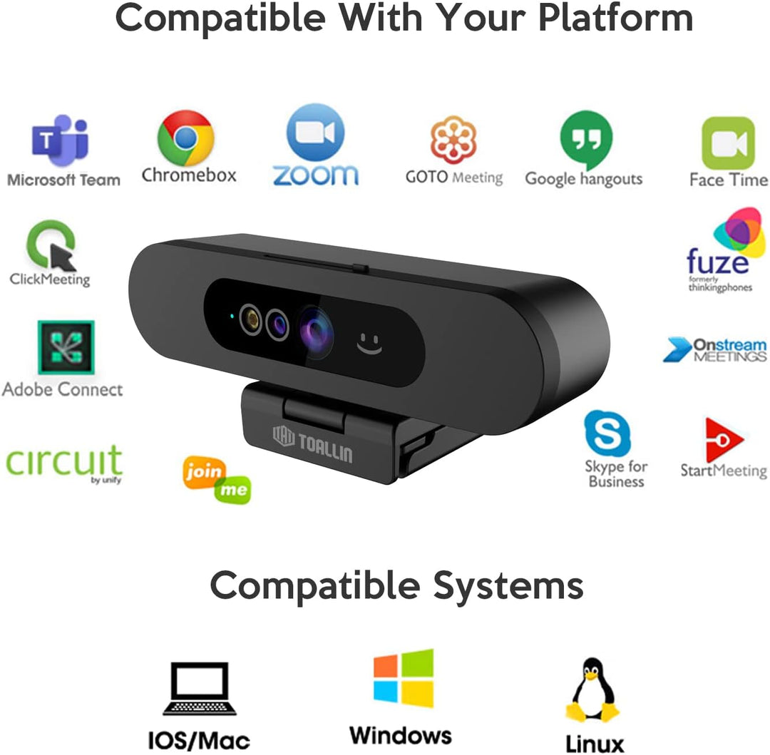 TOALLIN 1080P-Webcam für Windows Hello Face Login, Gesichtserkennungs-IR-Kamera und Windows Hello-ko