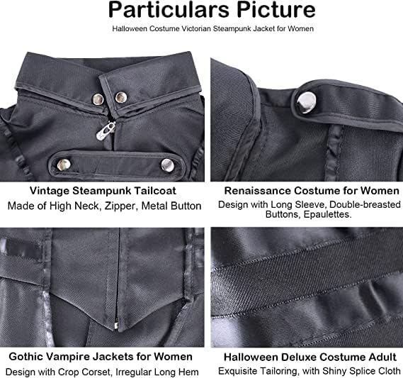 Damen Steampunk Vintage Frack Jacke Unregelmässiger Saum Gothic Kleidung Viktorianischer Gehrock Lan