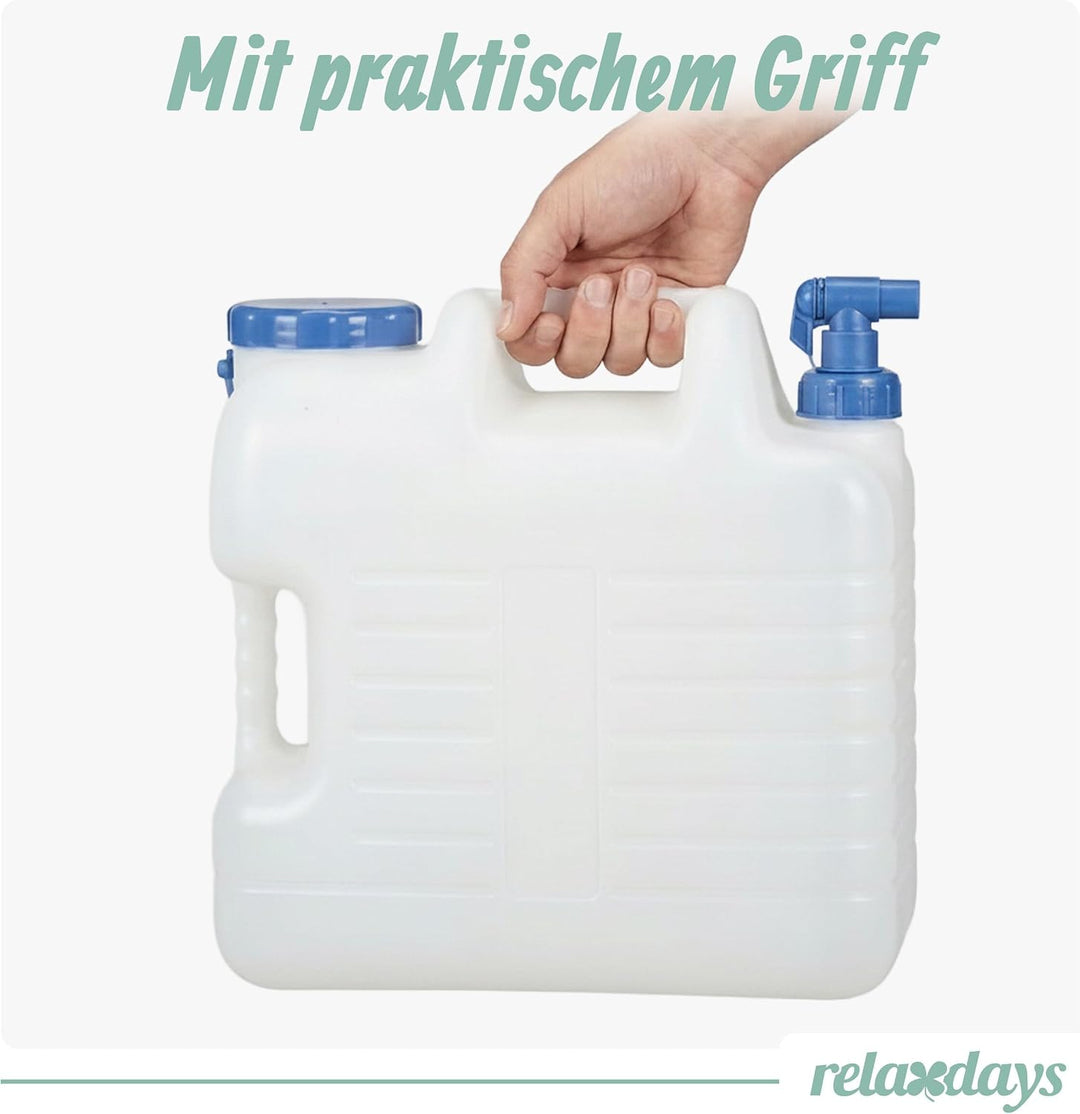 Relaxdays 20 L Wasserkanister, Ablasshahn, Schraubdeckel, tragbarer Trinkwasserkanister, BPA-frei, C