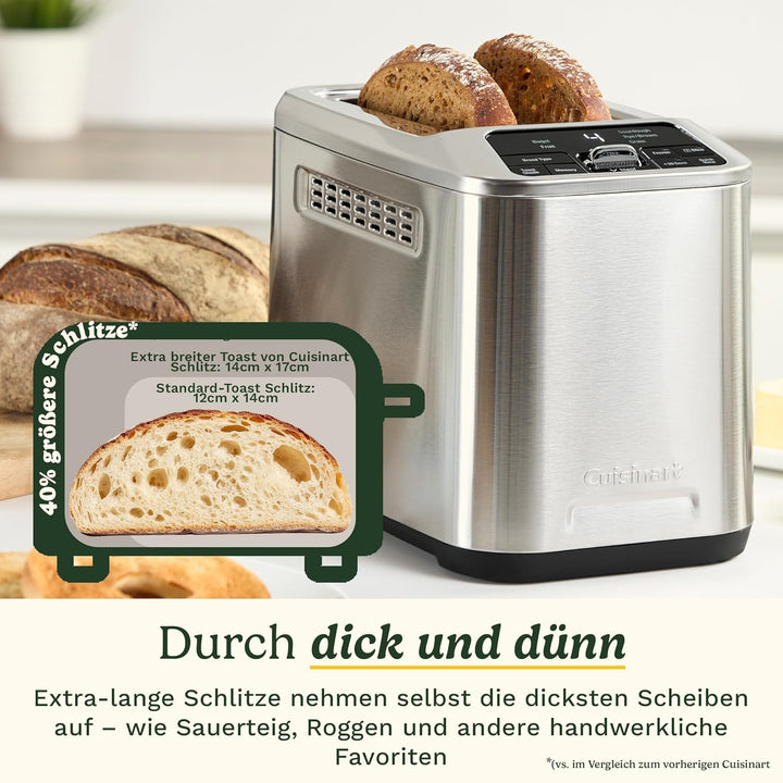 Cuisinart Smart Elite 2-Scheiben-Toaster | Extra-lange Schlitze für Artisan-Brote | Speichern Sie Ih