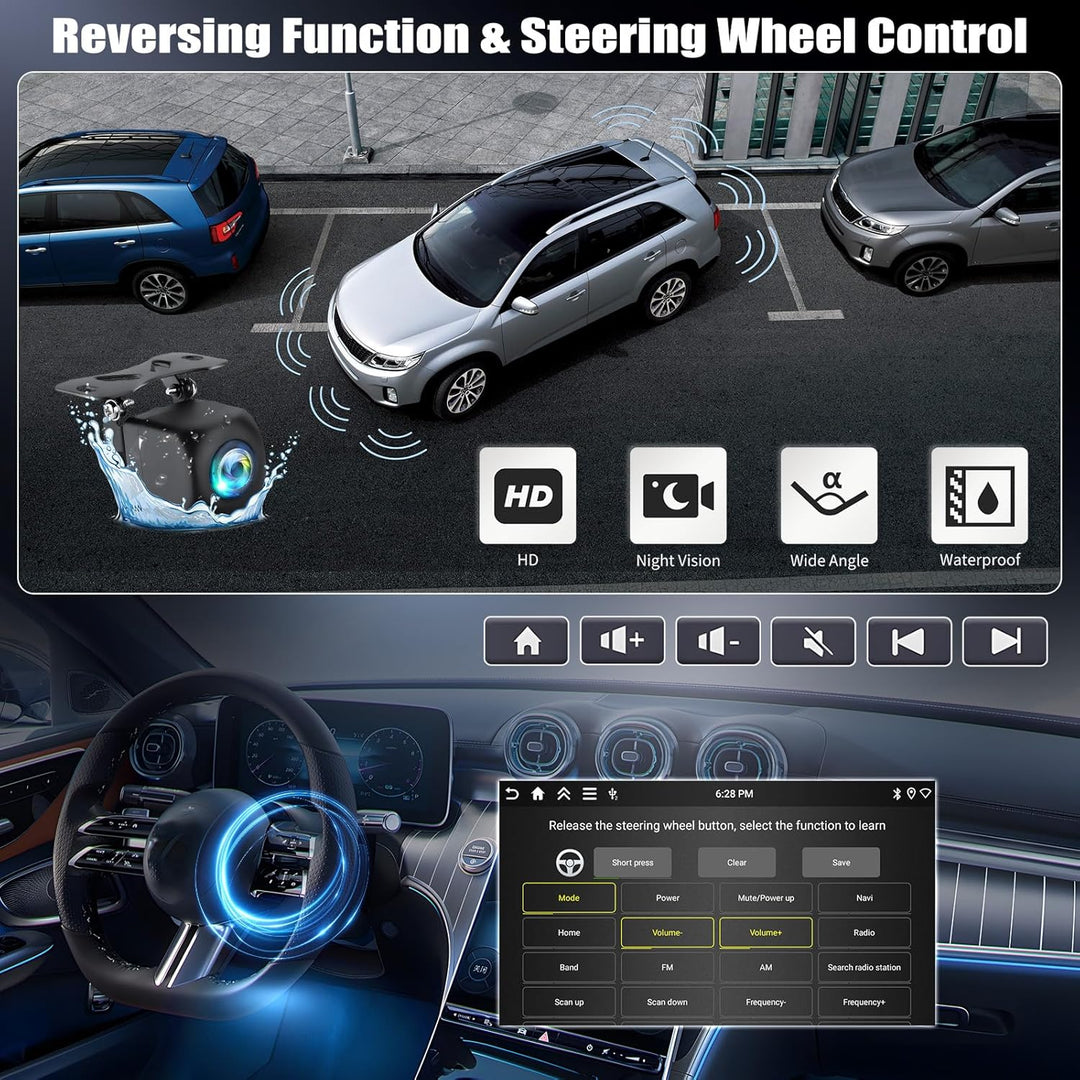 CAMECHO 4+128G Android 15 Navi Autoradio 9 Zoll für BMW Serie 1 E81 E82 E87 E88 2004-2011 mit Rückfa