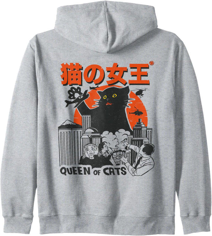 Königin der Katzen Monster Katze Vintage Japan Style Kapuzenjacke