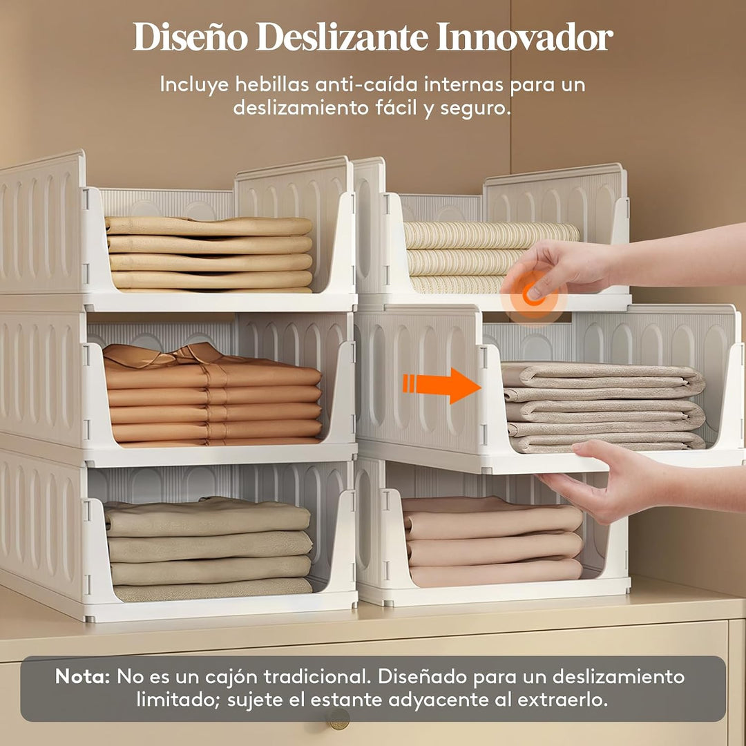 Lifewit 8er Set Stapelbare Kleiderschrank Organizer 42 cm Tief | Ausziehbar Kunststoff Ordnungssyste