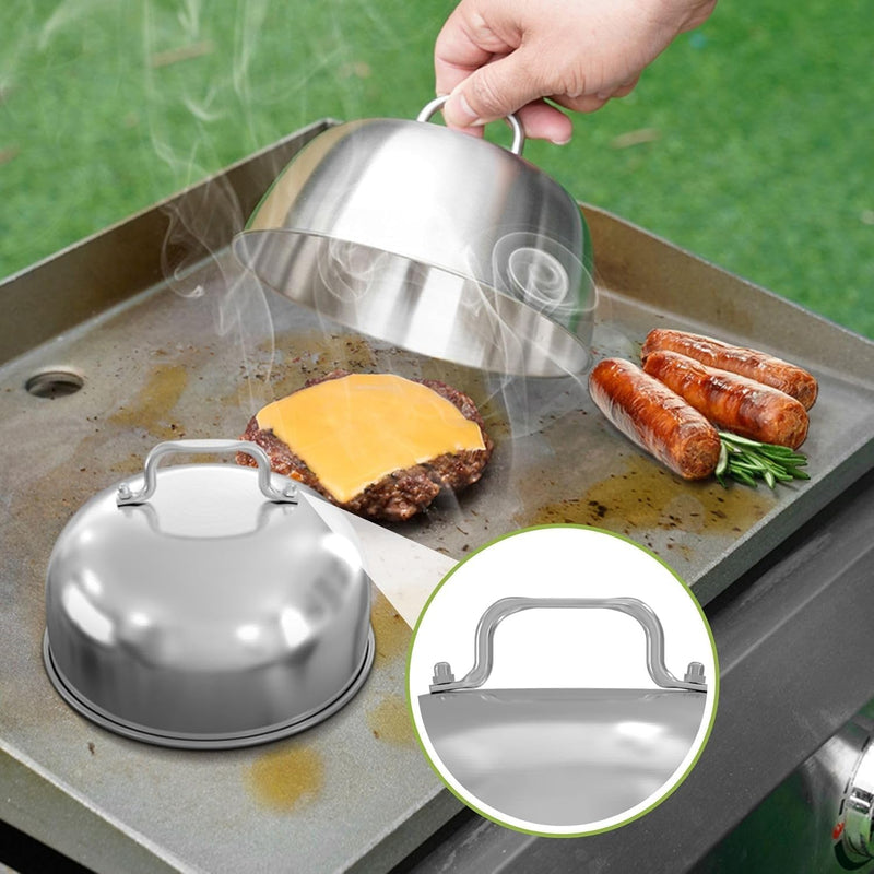 Onlyfire Edelstahl Grillbesteck Set, 4-Teilig Grillkoffer Set mit Runder Burgerpresse, Grillspachtel