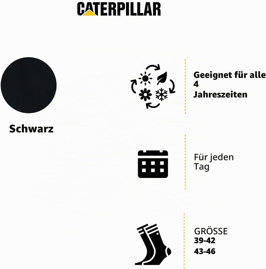 Caterpillar 6 Paar Arbeitssocken für Herren zur Unfallverhütung aus Coolmax, doppelte Verstärkung an