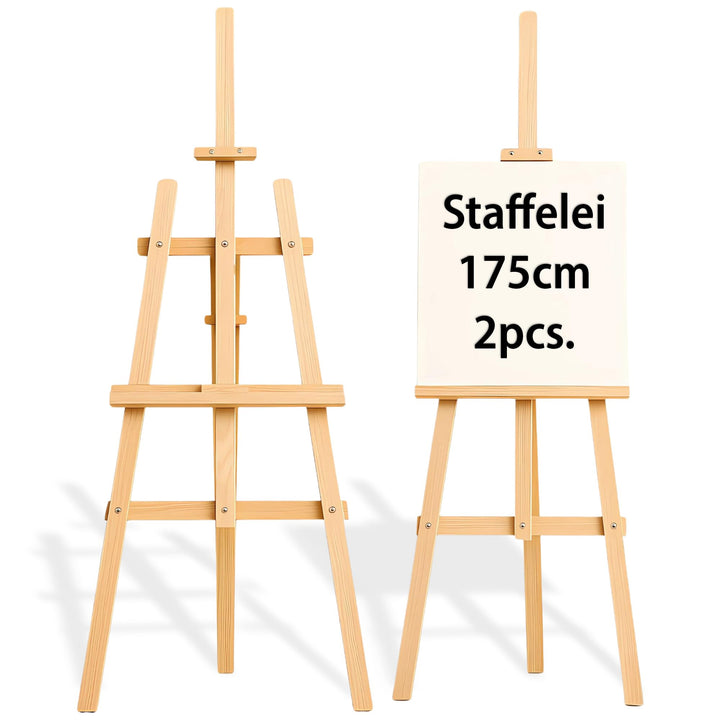 Staffelei Holz gross Leinwand Ständer 175 cm (2 stück) - Holzständer für Sitzplan Hochzeit Canvas Pa