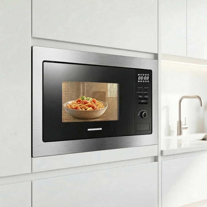 HEINNER HMW-MDBI25GDIX Einbau-Mikrowellenofen mit Digitalsteuerung und 1000W Grill (Edelstahl) – Ink