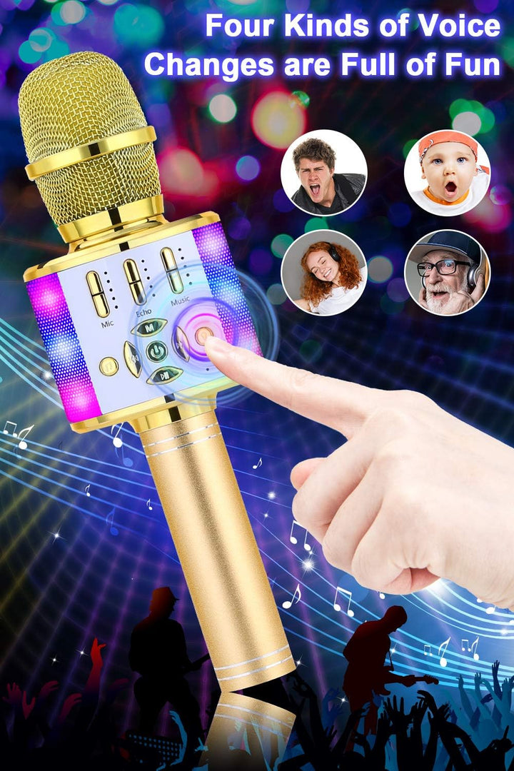 BONAOK Magic Sing Karaoke Mikrofon, Bluetooth Mikrofon Karaoke Kinder, 4 in 1 Sing Microphone, Draht