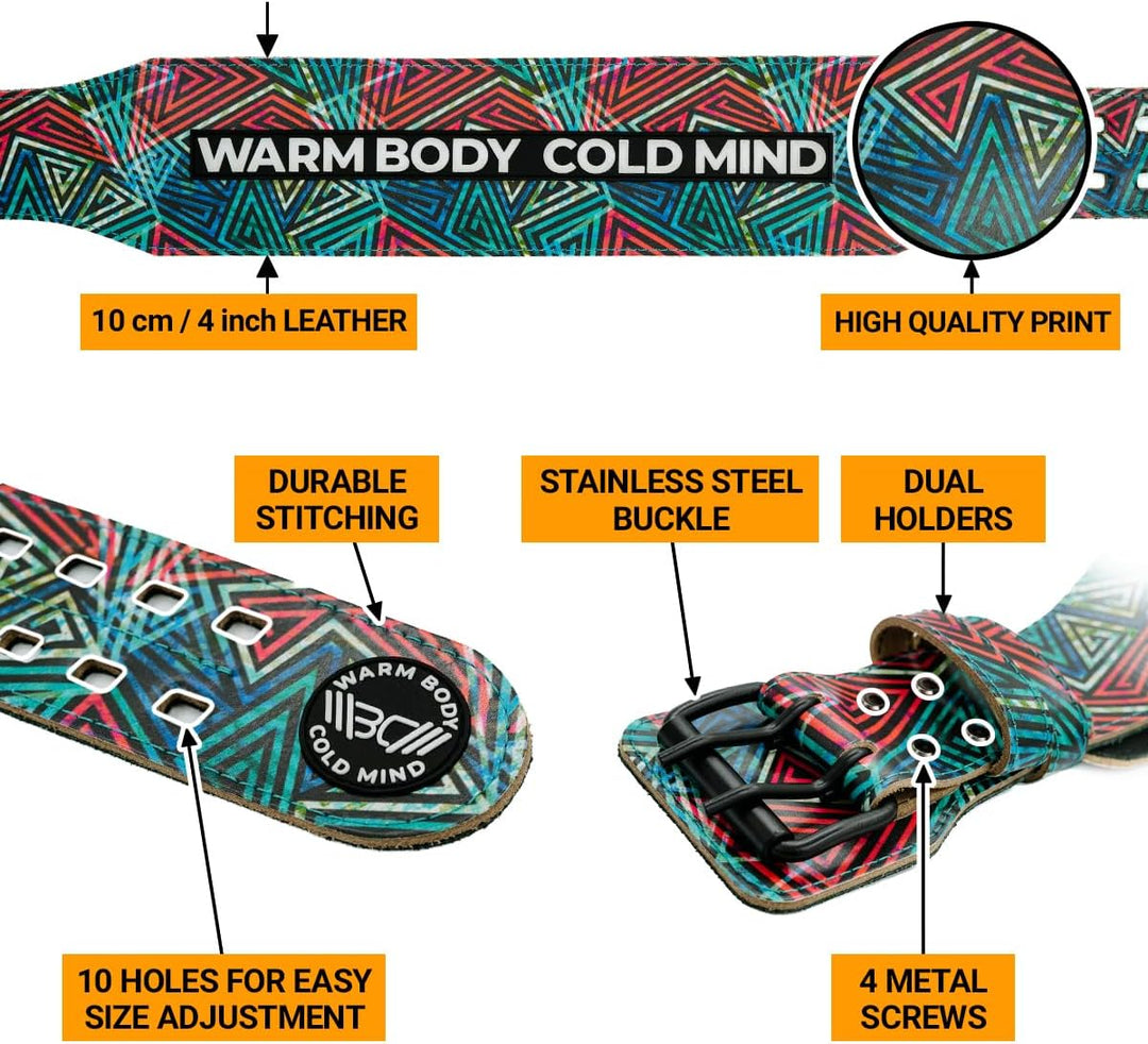 WARM BODY COLD MIND Premium Gewichthebergürtel aus Leder (10cm) für Krafttraining - Gym Gürtel für G