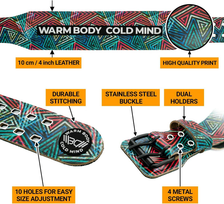 WARM BODY COLD MIND Premium Gewichthebergürtel aus Leder (10cm) für Krafttraining - Gym Gürtel für G