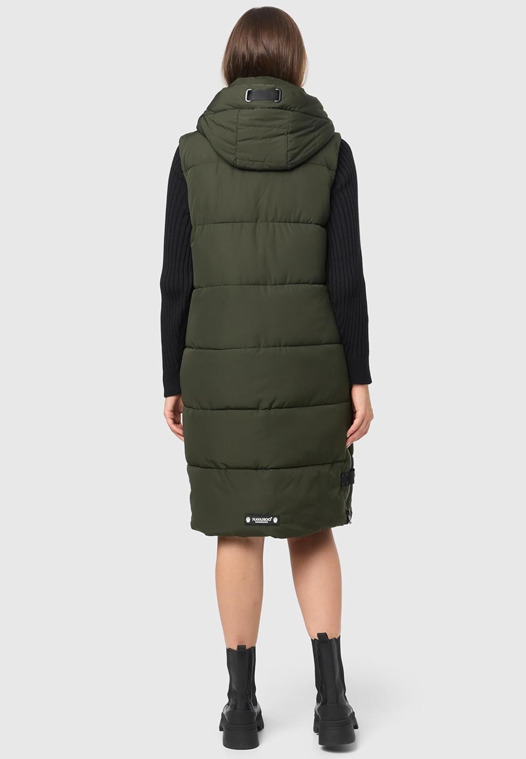 Navahoo Damen ärmellose Lange Outdoorweste warme Winterjacke Schnuffelchen XS-3XL XS Dark Olive, XS