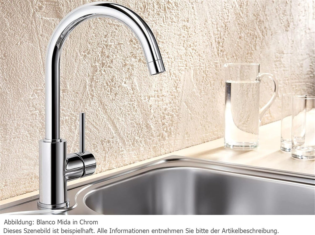 BLANCO MIDA chrom | Hochdruck | Rückflussverhinderer | Keramik Kartusche | Gesicherte Wasserqualität