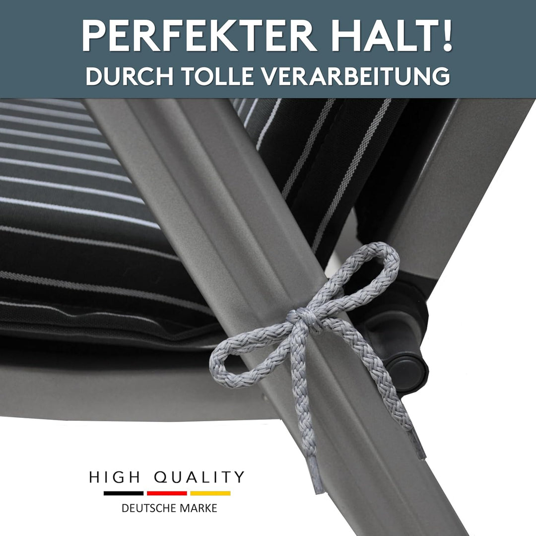 LILENO HOME Gartenstuhl Auflagen als [2er Set - Hochlehner] in Grau gestreift Neu - Bequeme Liegen a