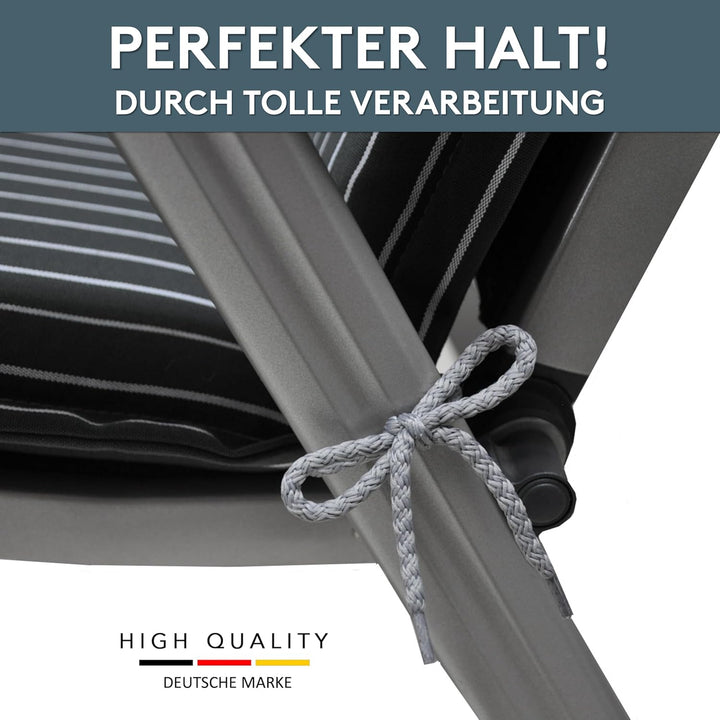 LILENO HOME Gartenstuhl Auflagen als [2er Set - Hochlehner] in Grau gestreift Neu - Bequeme Liegen a