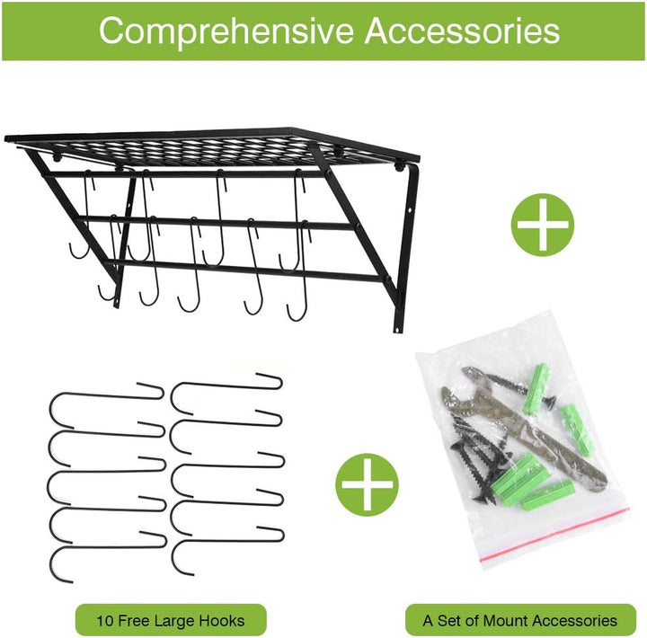 Ejoyous Küchenregal Hängend Küchenablage Pfannenhalter Wand Organizer von Kochutensilien Gewürzregal