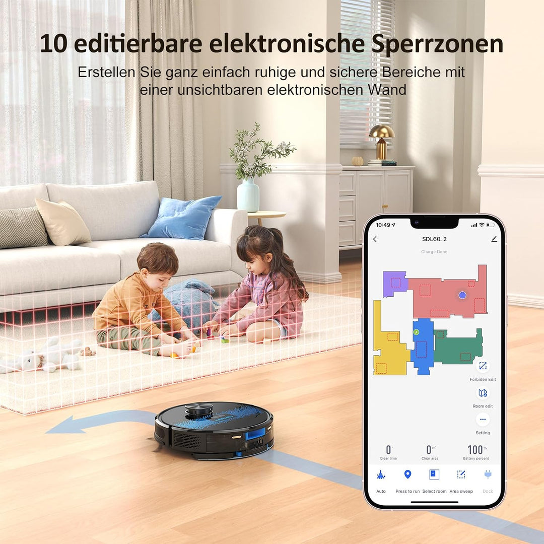 Lubluelu Saugroboter mit Wischfunktion, Verbesserte Version mit 5500Pa Saugkraft, Lasernavigation, 5