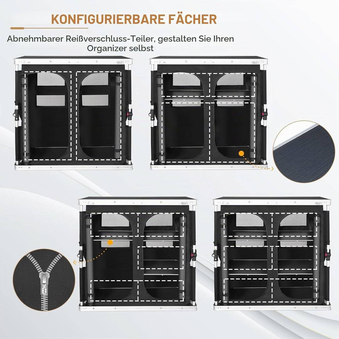 EAGLE PEAK Zwei-Personen-Camping-Klapptisch mit Aufbewahrungsorganizer und Seitentaschen, tragbare O