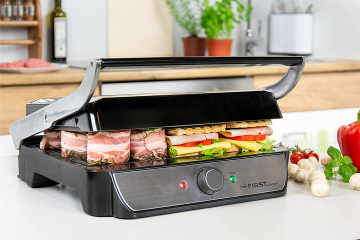 TZS First Austria Tischgrill, Elektrogrill für den Tischgebrauch, Grillplatte für Fleisch & Gemüse,