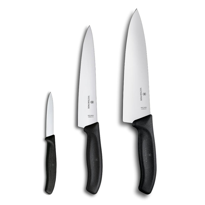 Victorinox Swiss Classic Profi Küchenmesser-Set, 3-teilig, Inkl. Gemüse-, Koch- und Chefmesser, Univ