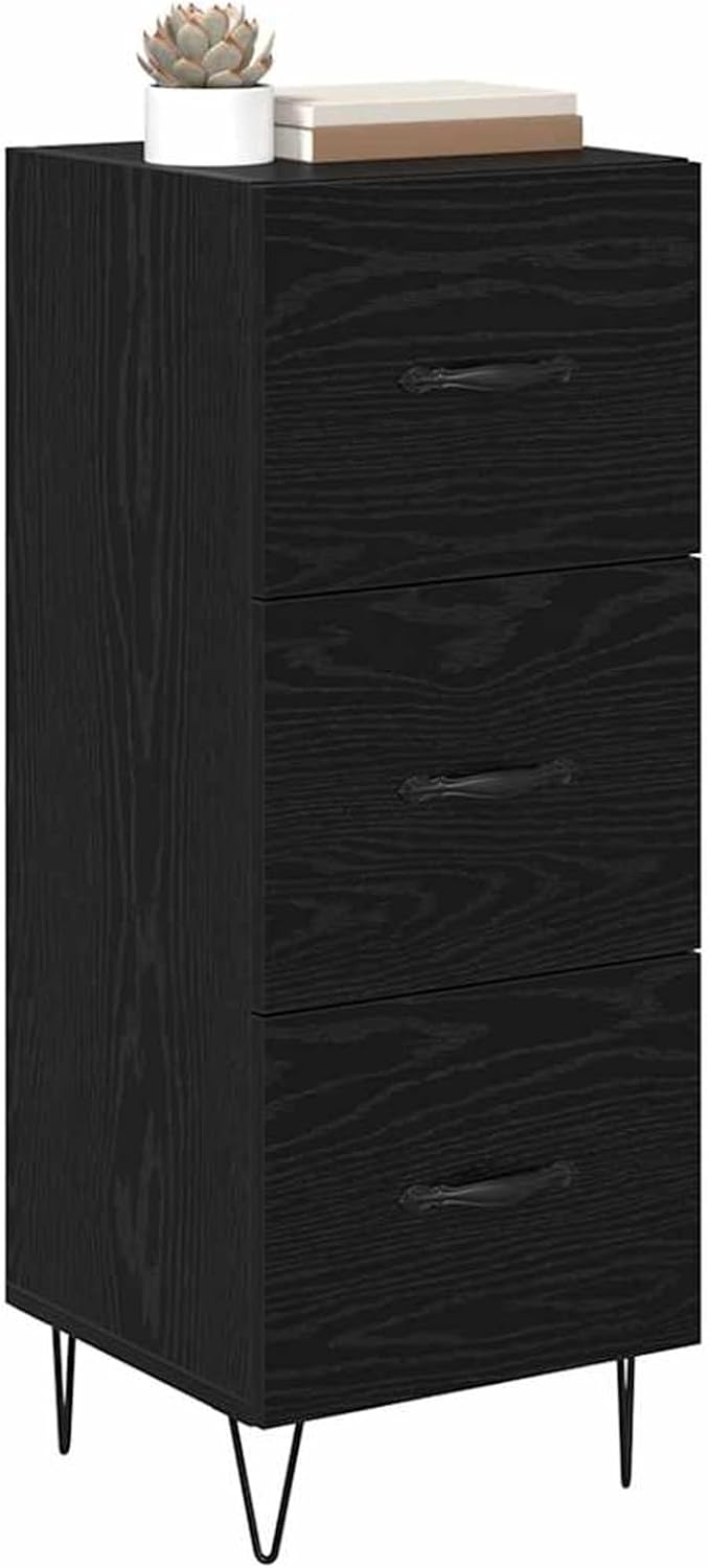 Homgoday Sideboard Schwarze Eiche 34 x 34,5 x 90 cm Holzwerkstoff Anrichte Model881551