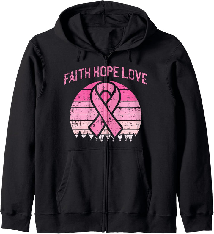 Faith Hope Love Pink Ribbon Brustkrebs-Bewusstsein Frauen Kapuzenjacke