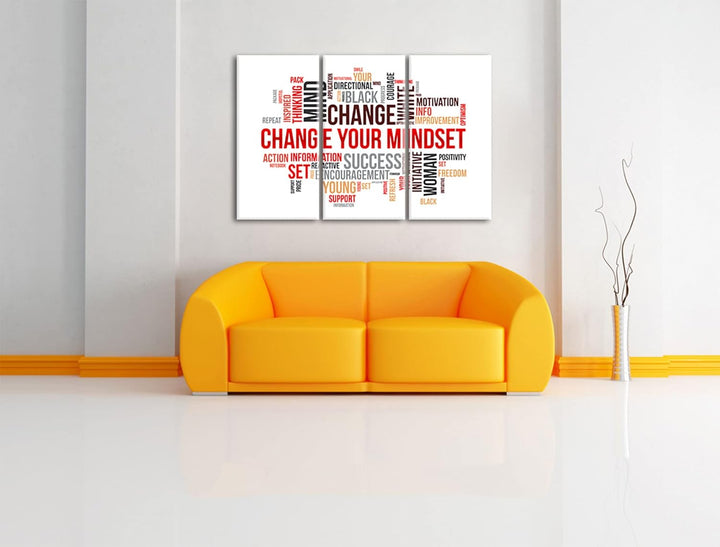 Mindset Motivatonals Leinwandbild 3 teilig | Grösse: 120x80 cm | Wandbild | Kunstdruck | fertig besp