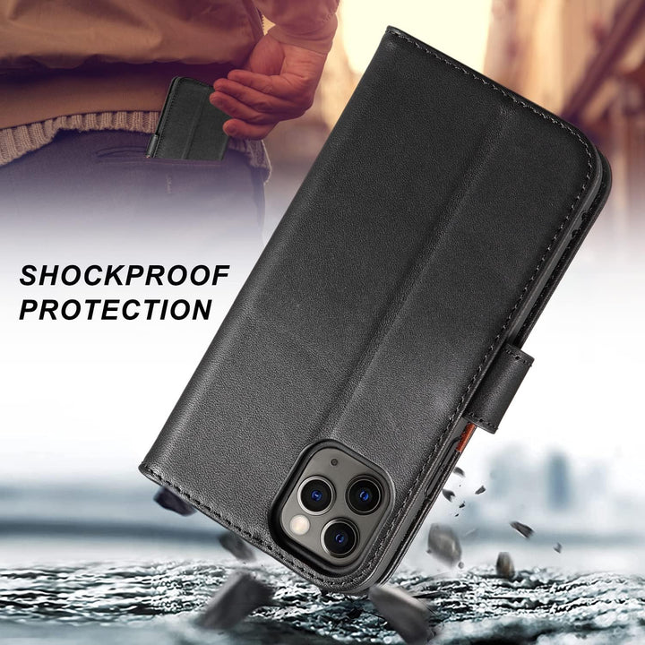 LENSUN Echtleder Hülle für iPhone 11 Pro, Handyhülle [Echtes Leder][Magnetverschluss][RFID Schutz] H