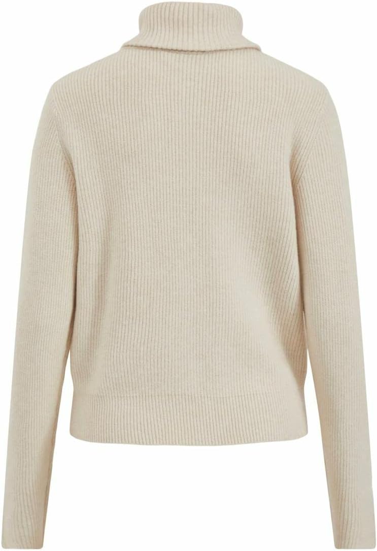 Vila Damen Viril L/S Half Zip Knit Top Pullover S Super Light Natural Melan, S Super Light Natural M